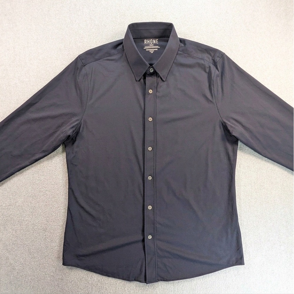 Rhone Commuter Shirt Navy Blue Slim Fit Fine Italian Fabric Mens Large 21x29
